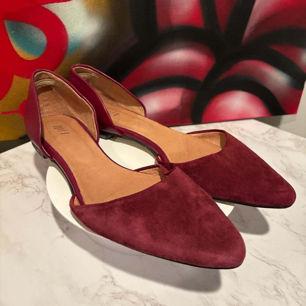 J. Jill Burgundy Suede Leather D'orsay Pointed Toe Flats Shoes Size 10